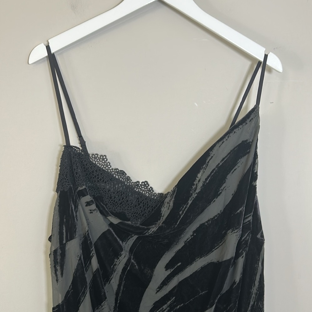 Anthropologie Cowl Neck Slip Dress Midi Black Velvet Burnout Lace Sz 3X NEW - Picture 6 of 14
